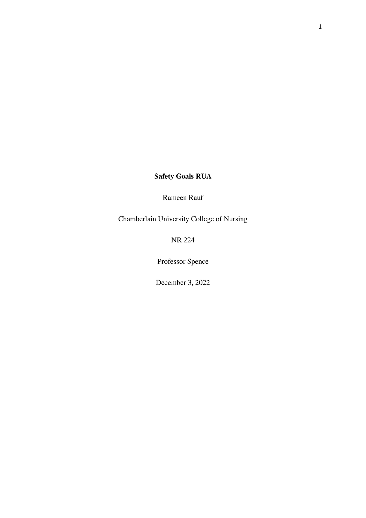 RUA Funds 111111 - Essay - Safety Goals RUA Rameen Rauf Chamberlain ...