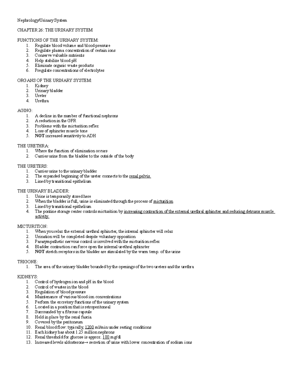 Nephrology: Urinary System - Nephrology/Urinary System CHAPTER 26: THE ...