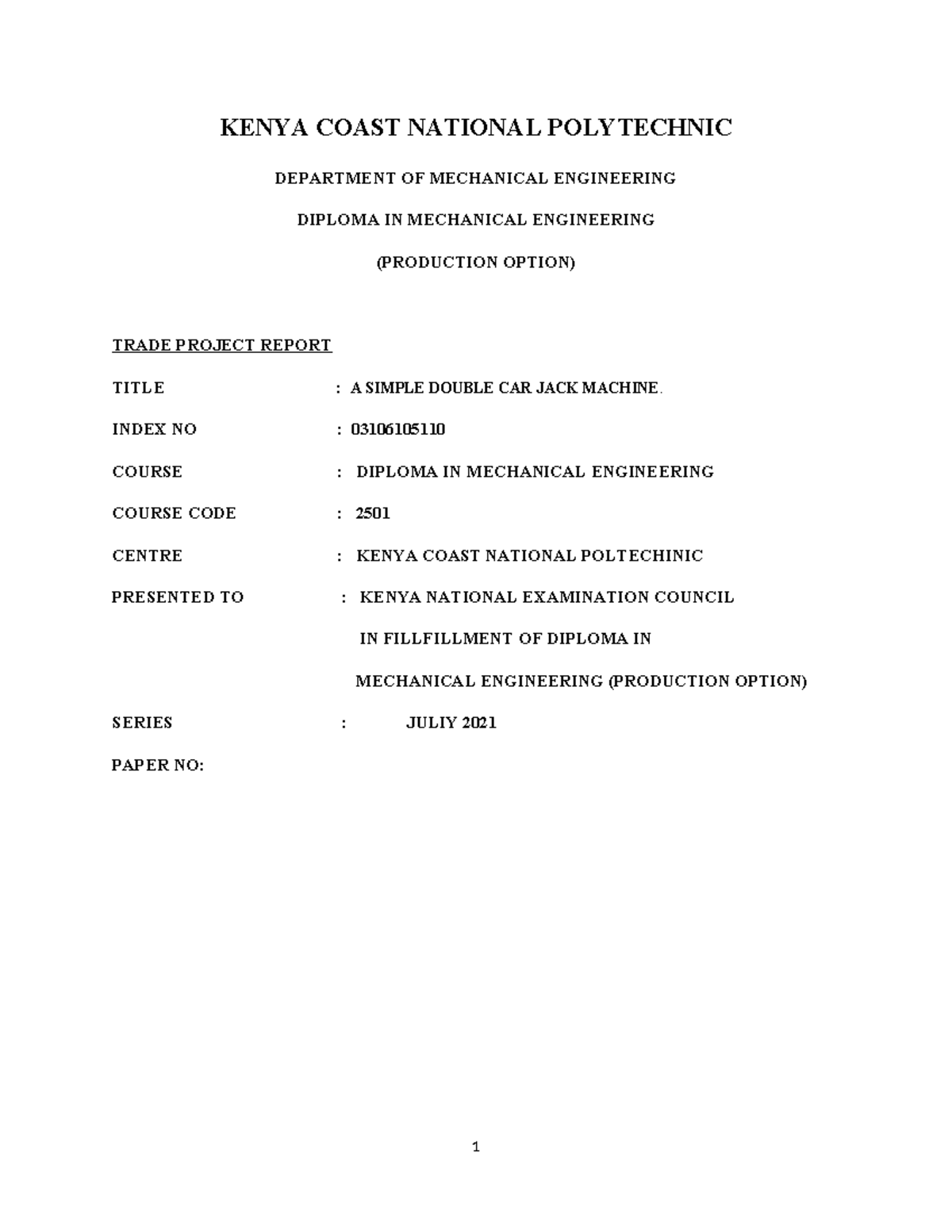 3- Project - Nice 👍 - KENYA COAST NATIONAL POLYTECHNIC DEPARTMENT OF ...