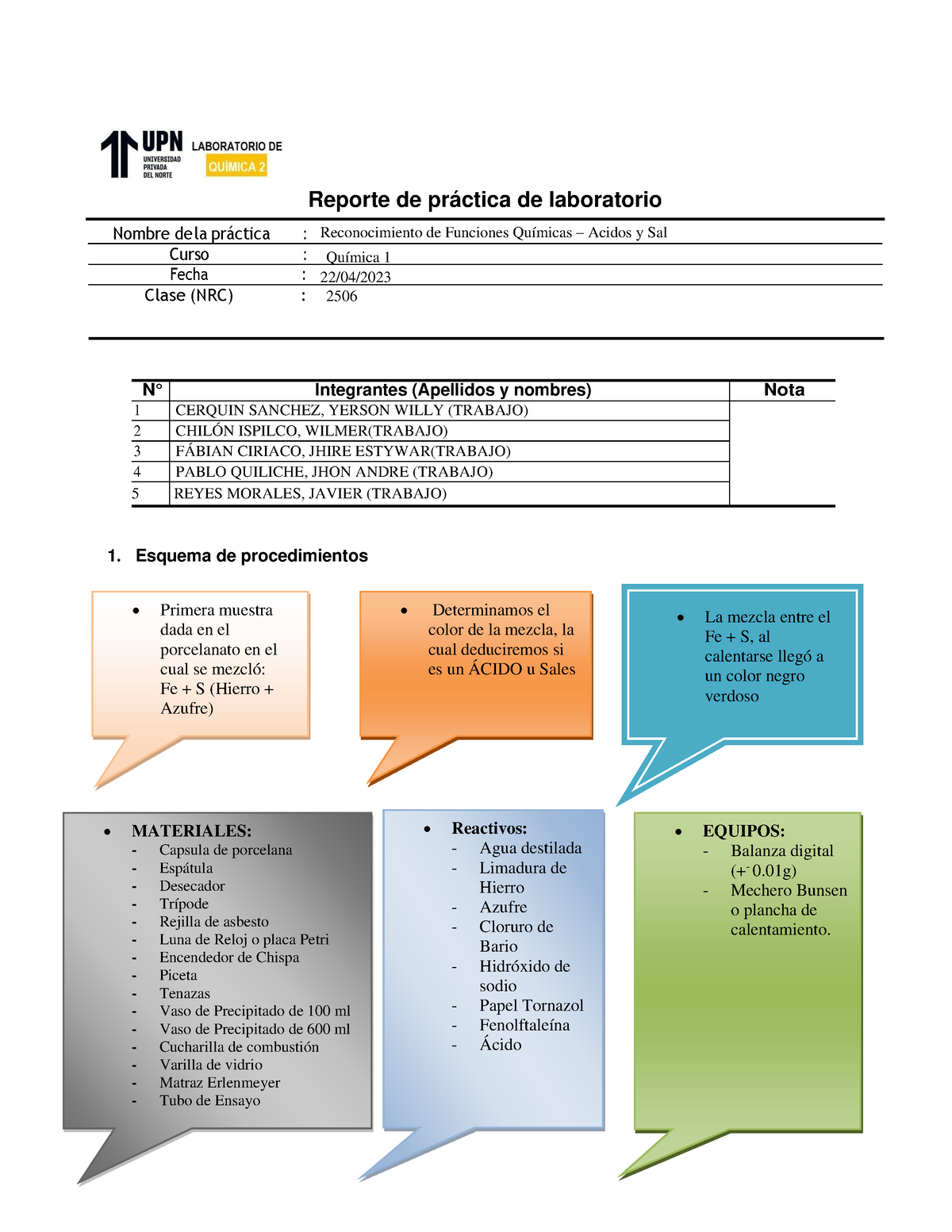 Trabajo Final DE Laboratorio Semana 5 - Reporte De Práctica De ...