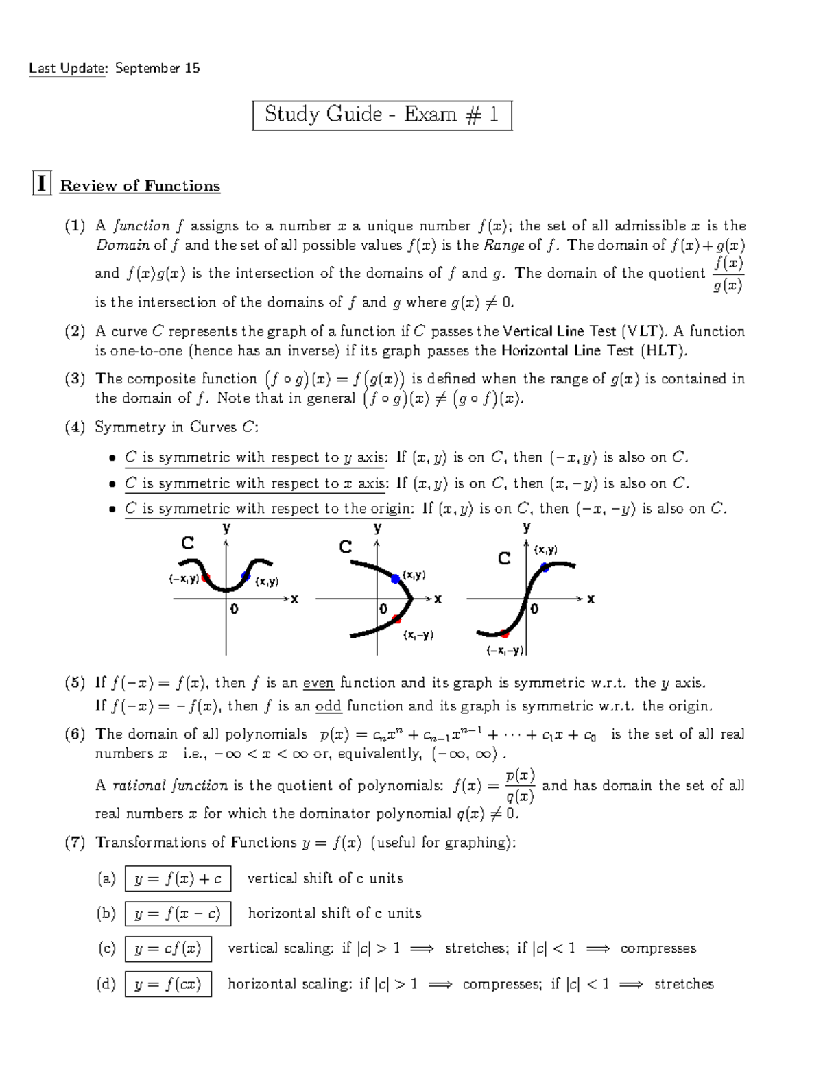 161-F21-SG1 - Unit Study Guide - Last Update: September 15 Study Guide ...