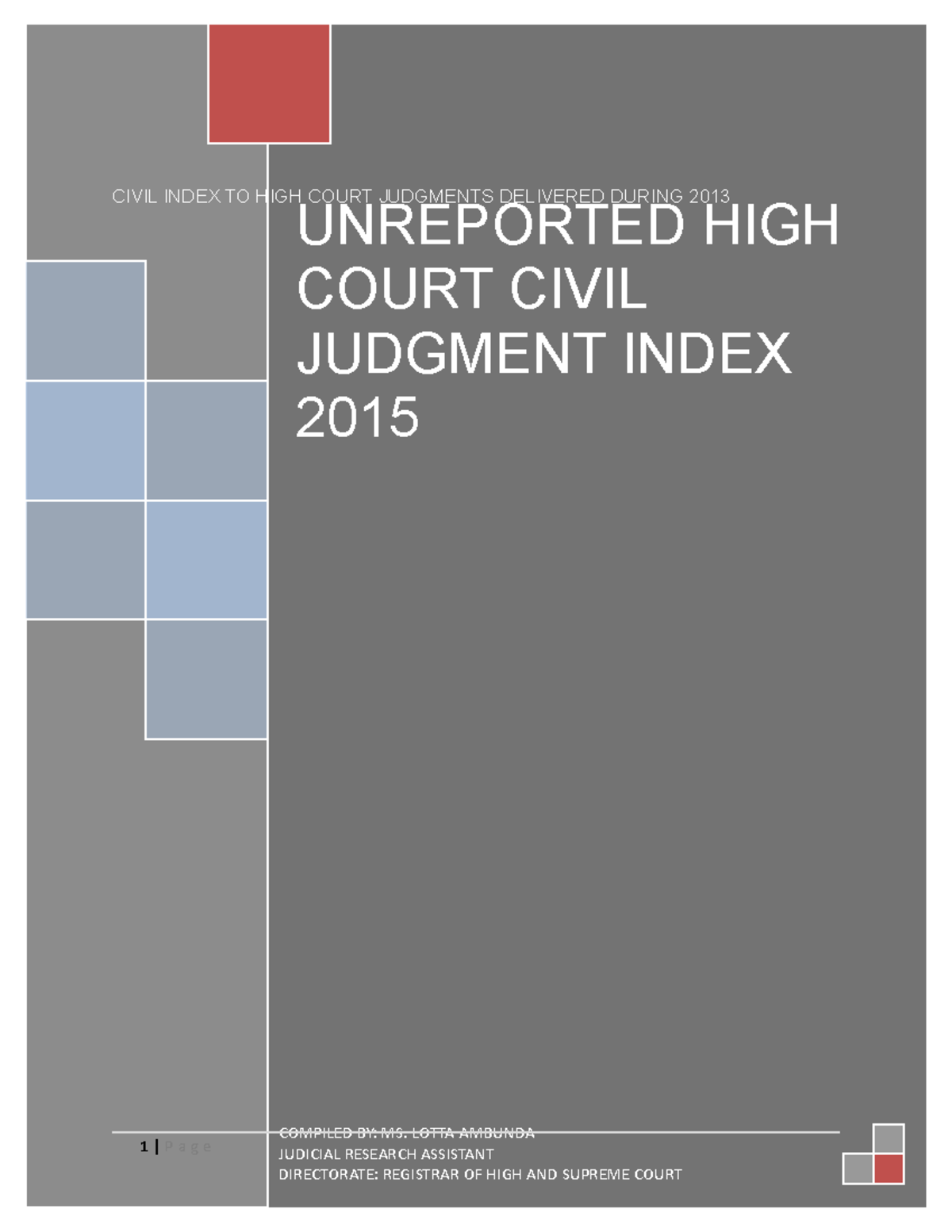 2015 Unreported Civil Judment Index - UNREPORTED HIGH COURT CIVIL ...
