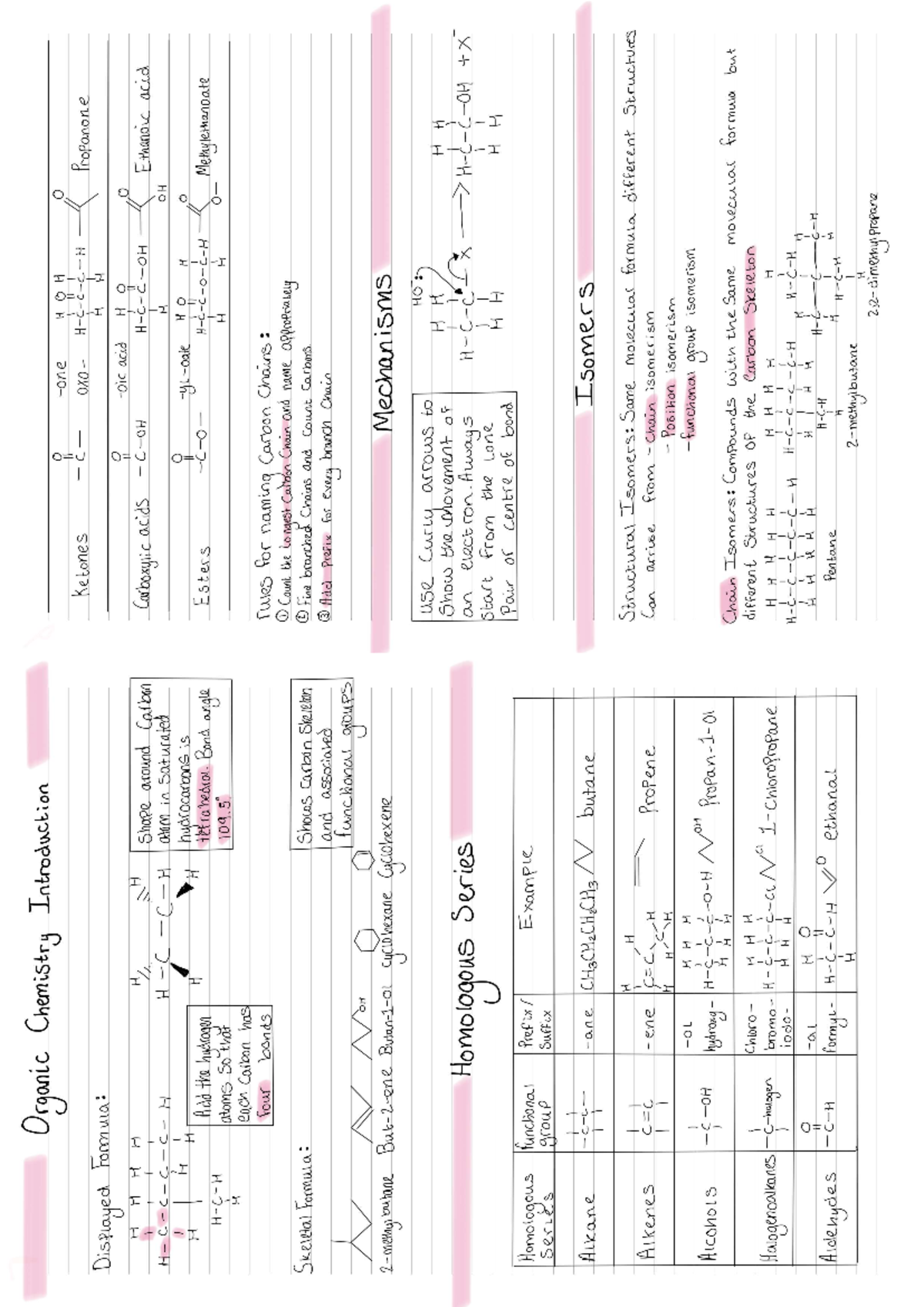 Organic Chem Summ - Chem Notes - Organic Chemistry Introduction OF HOH ...