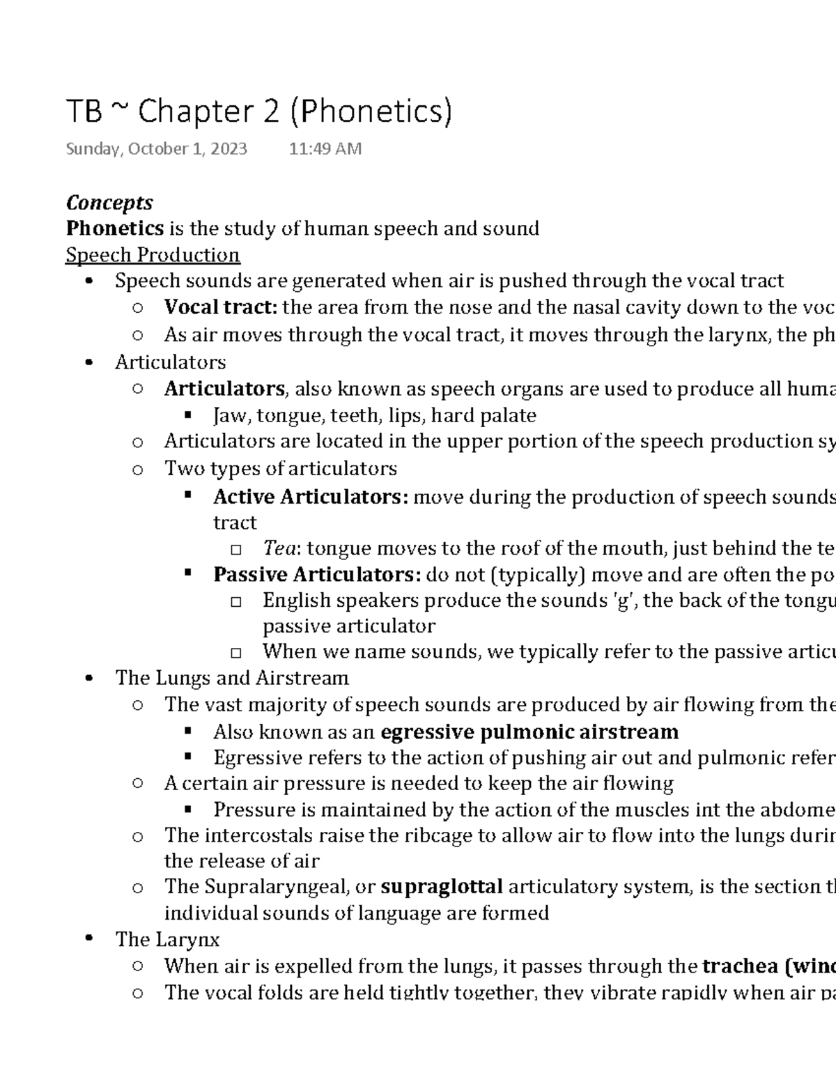TB ~ Chapter 2 (Phonetics) - Concepts Phonetics is the study of human ...