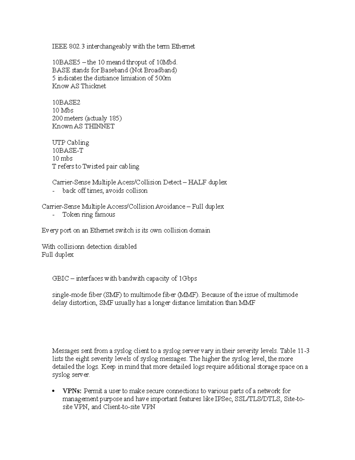 Notes - IEEE 802 interchangeably with the term Ethernet 10BASE5 – the ...