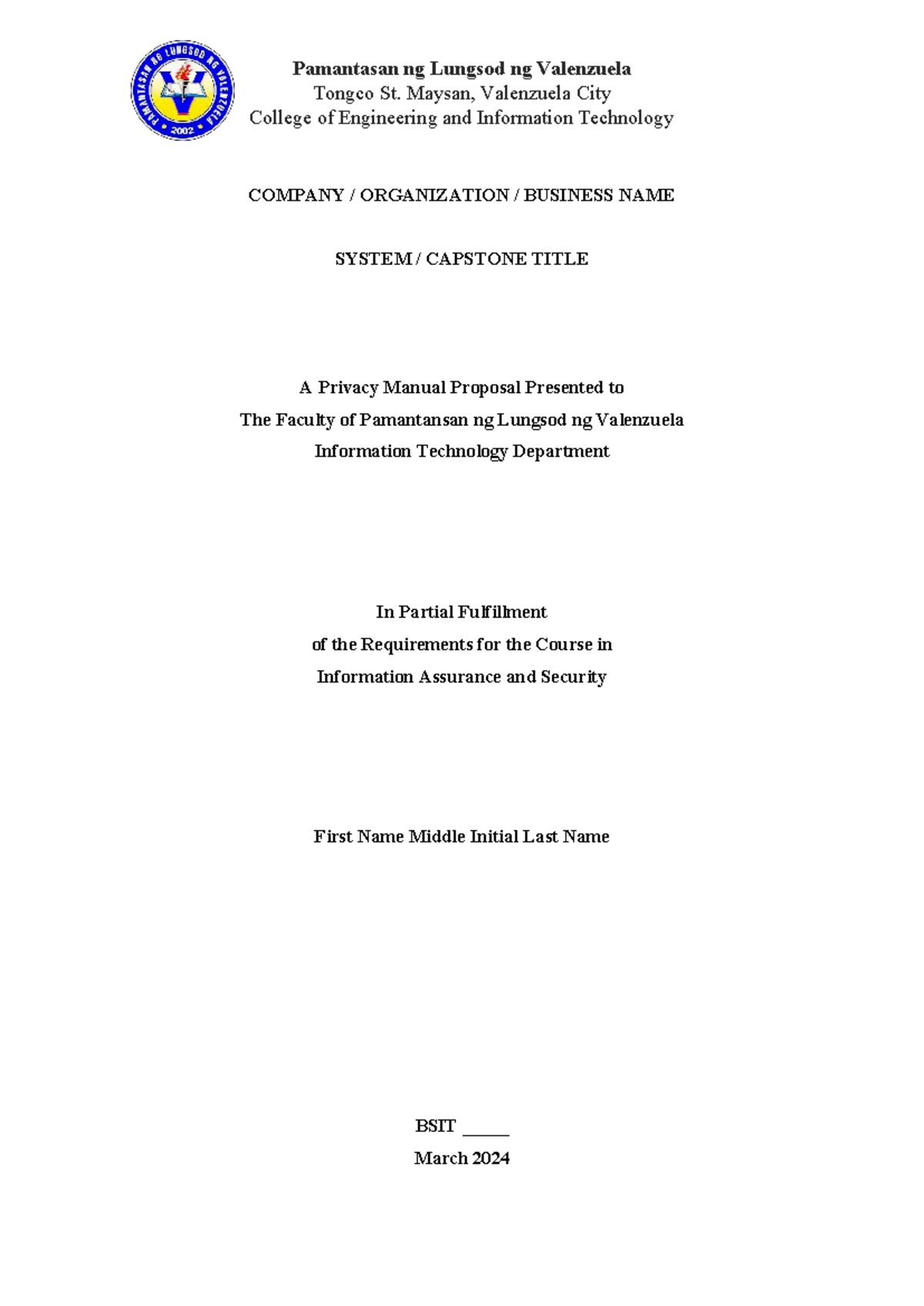 Creating a Privacy Manual - Tongco St. Maysan, Valenzuela City College ...