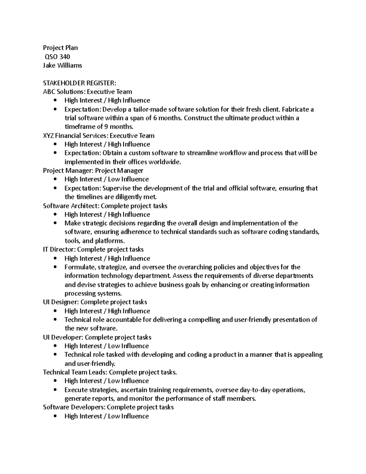 Project Management Plan JW - Project Plan QSO 340 Jake Williams ...