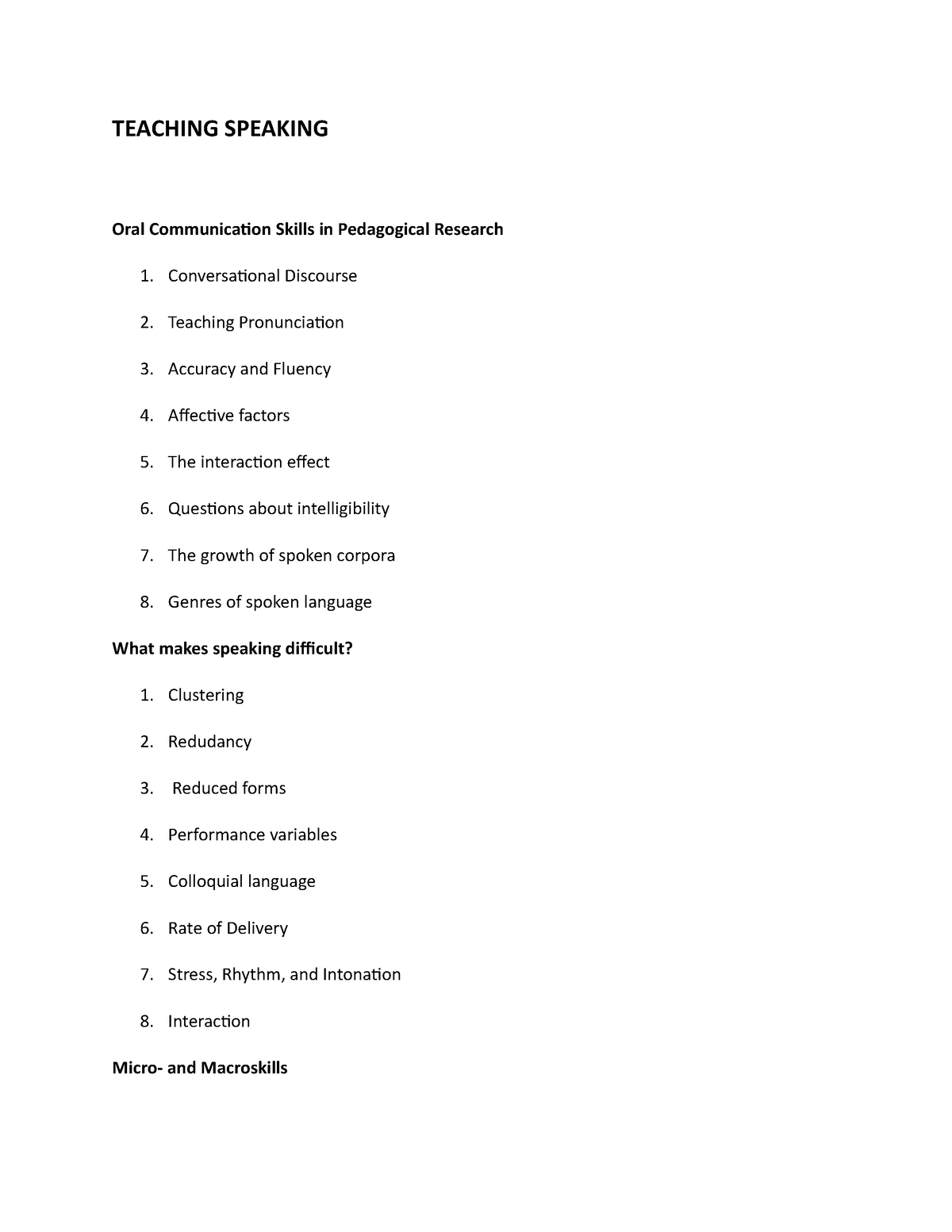 oral communication skills in pedagogical research