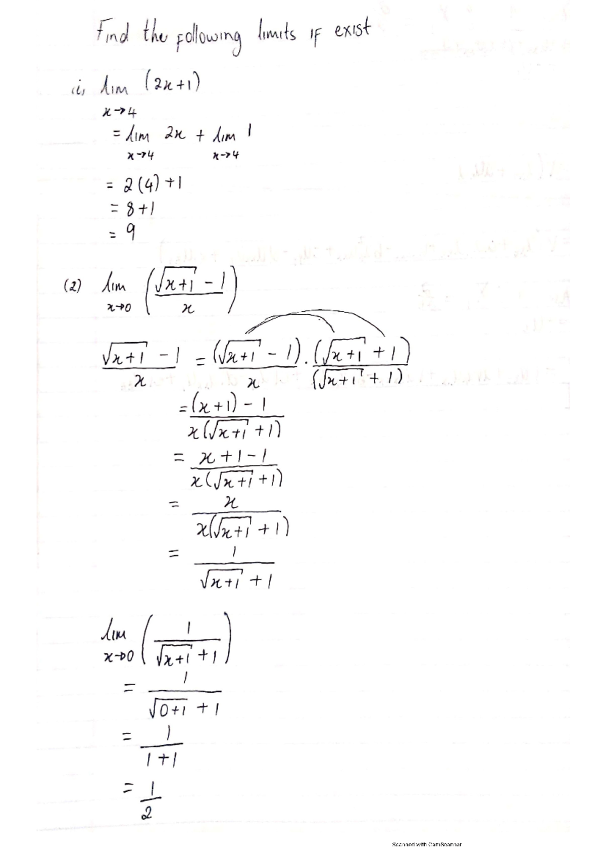 Limits Examples 171 Studocu