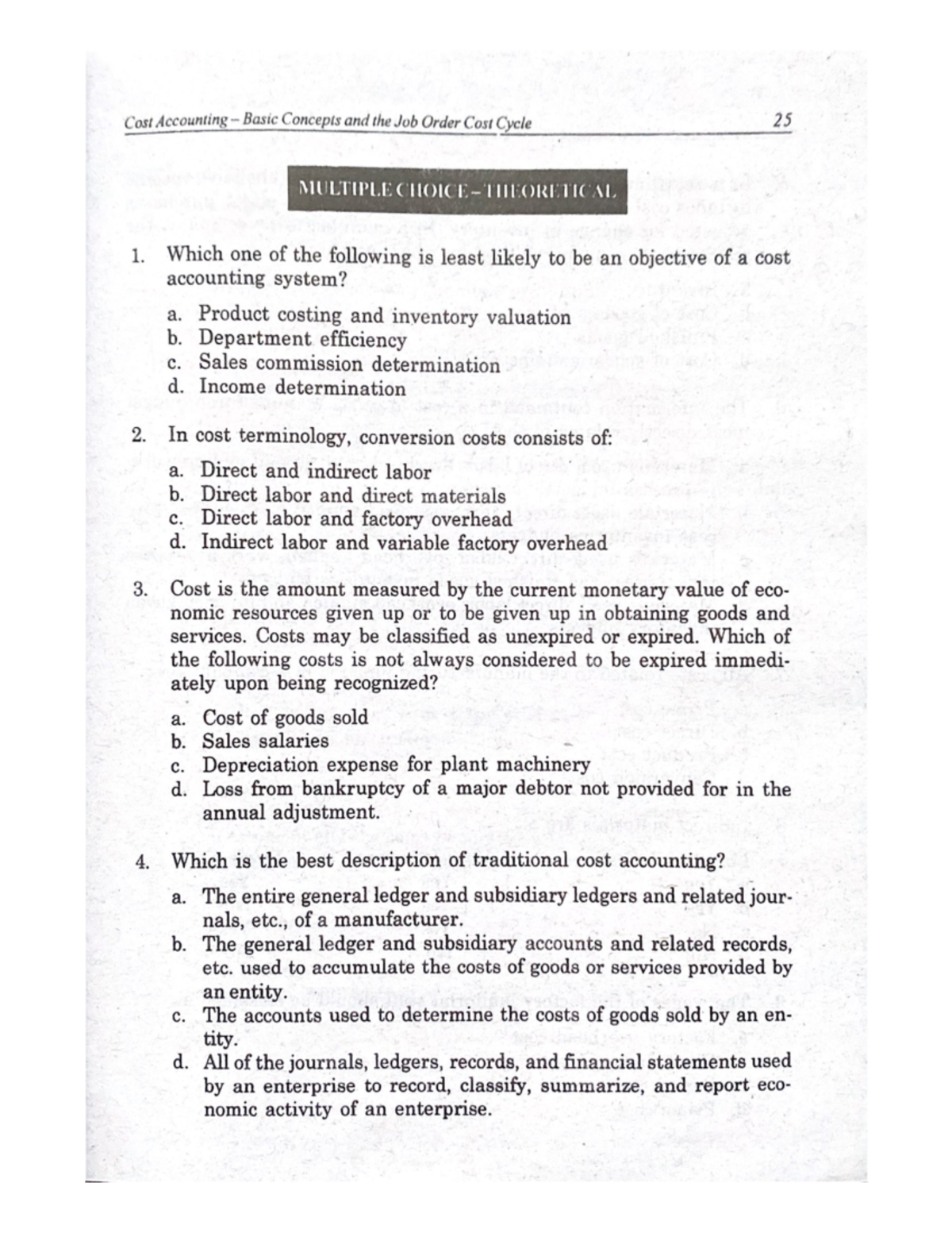 Cost Acctg Questions 1-1 - Cost Accounting And Cost Management - Studocu