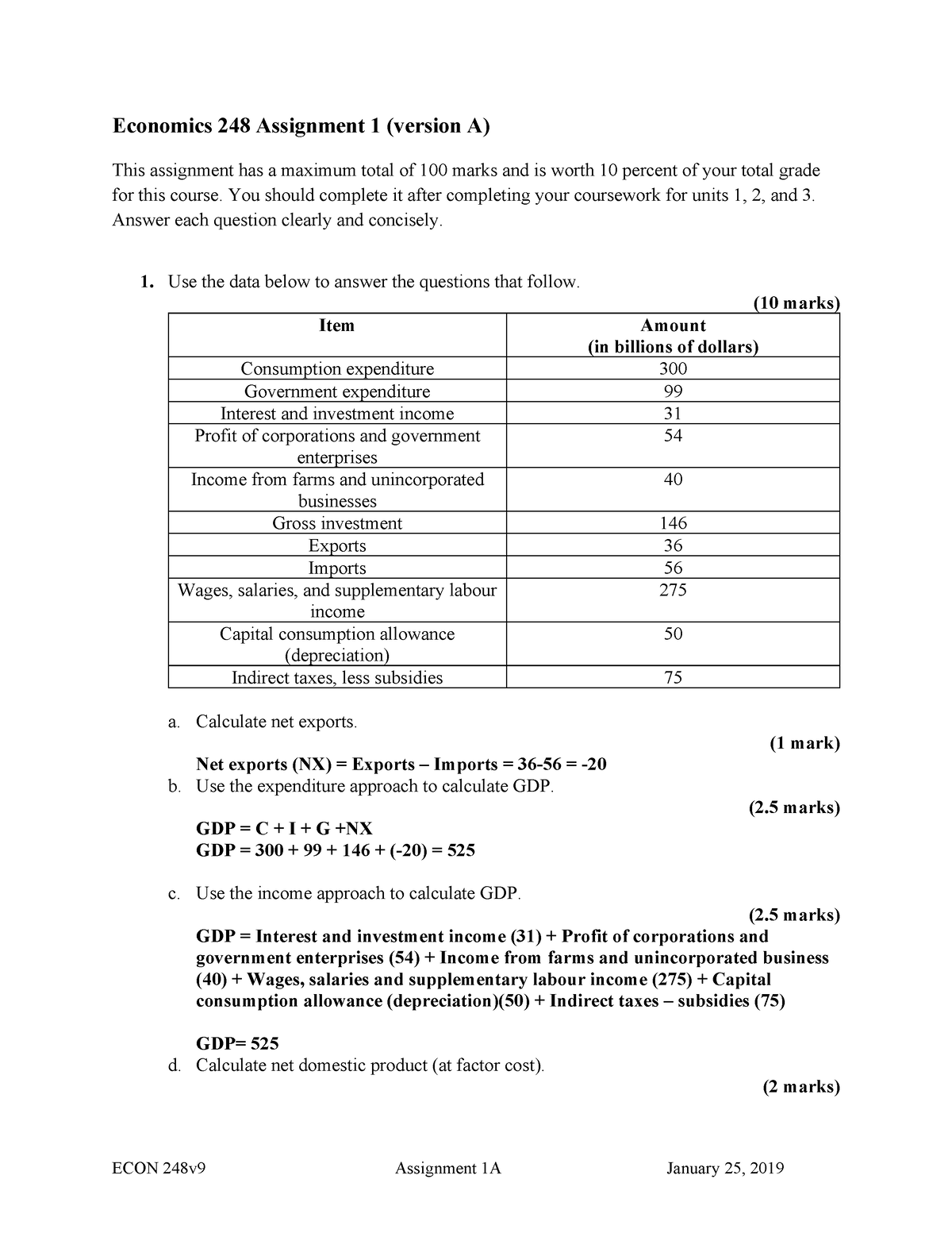 economics 248 assignment 1a