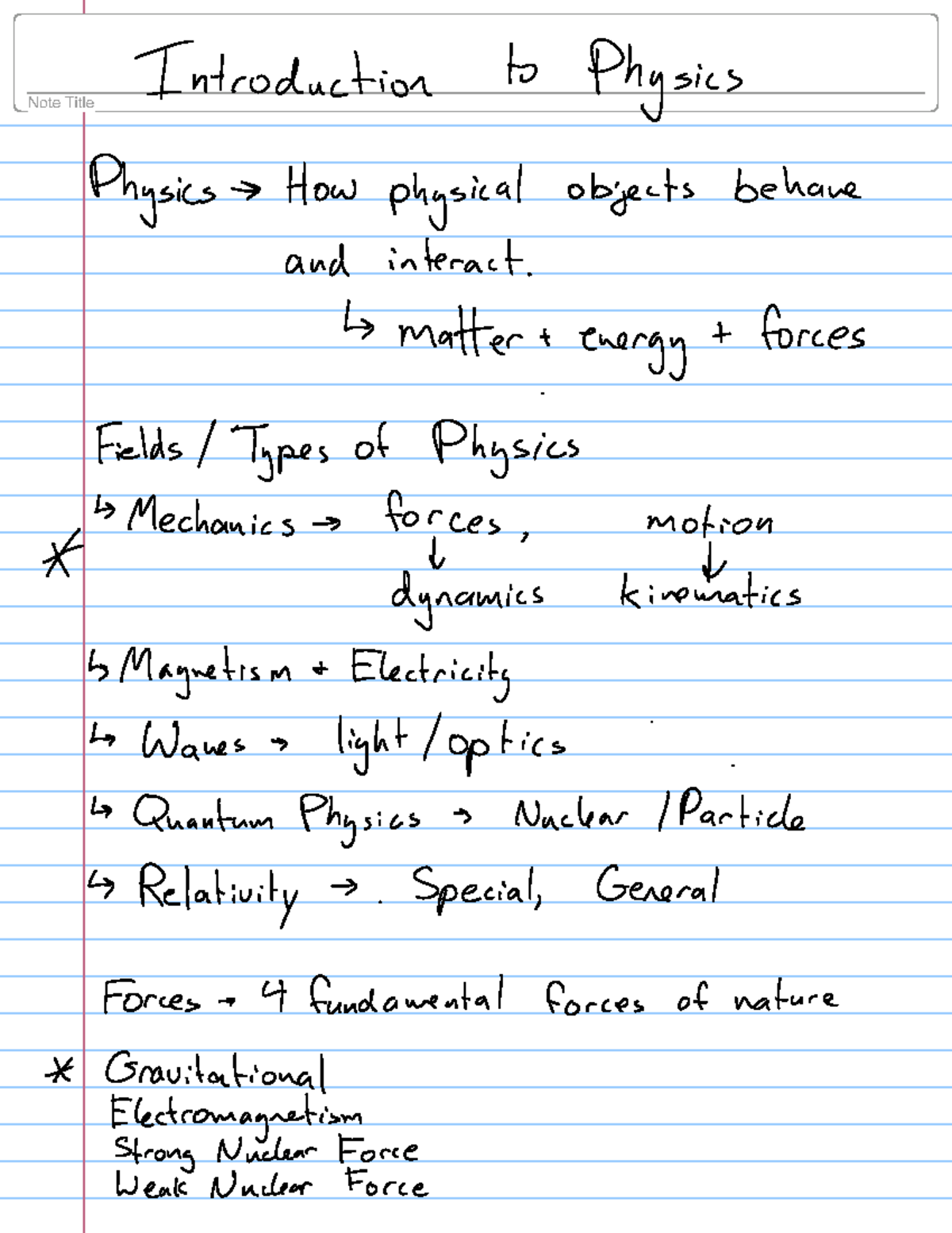 Lecture 1-asynch - intro to physics - Note Title Introduction to ...