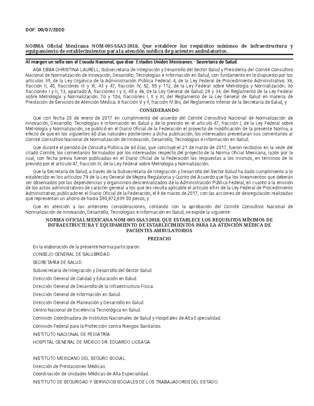 DOF - Diario Oficial De La Federación - DOF: 09/07/ NORMA Oficial ...