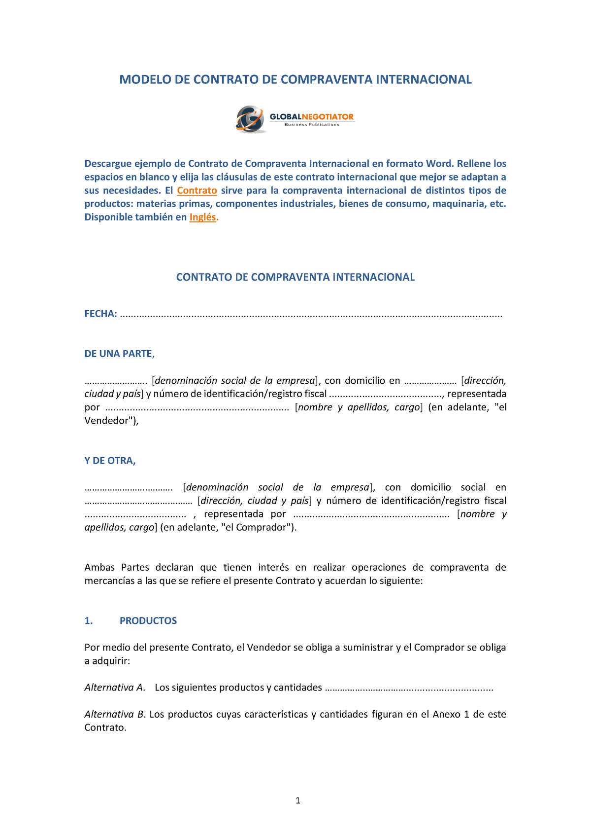Modelo de contrato de compraventa internacional - MODELO DE CONTRATO DE  COMPRAVENTA INTERNACIONAL - Studocu
