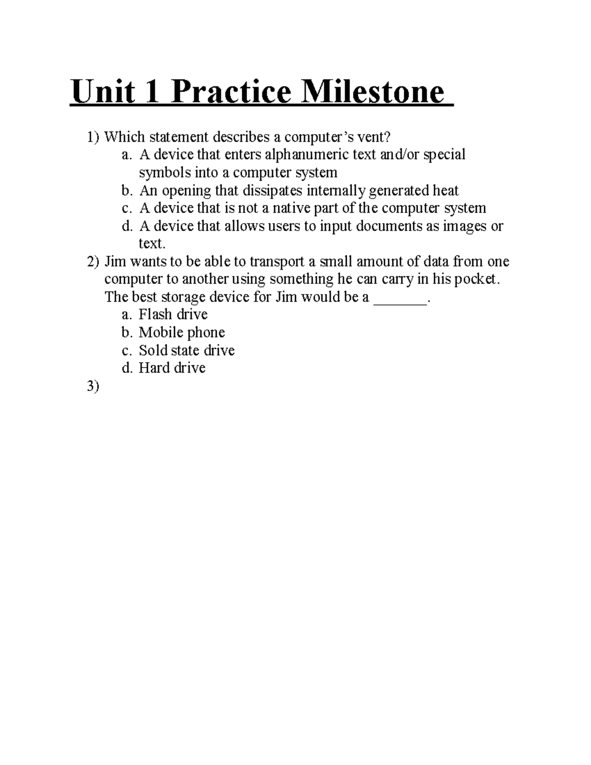 Unit 1 Practice Milestone - CIS 106 - Strayer - Studocu