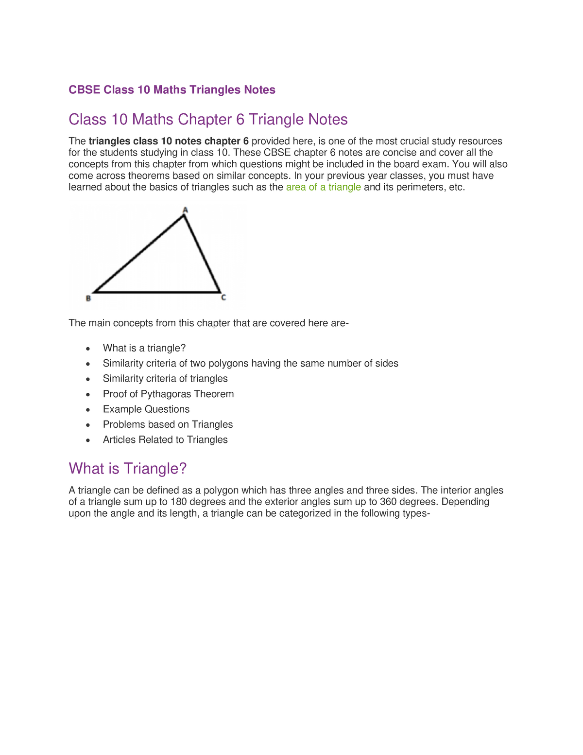 cbse-class-10-maths-triangles-notes-these-cbse-chapter-6-notes-are