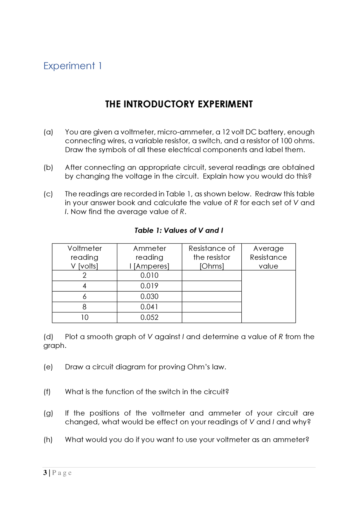 EAM601S Expirement I - 3 | P a g e Experiment 1 THE INTRODUCTORY ...