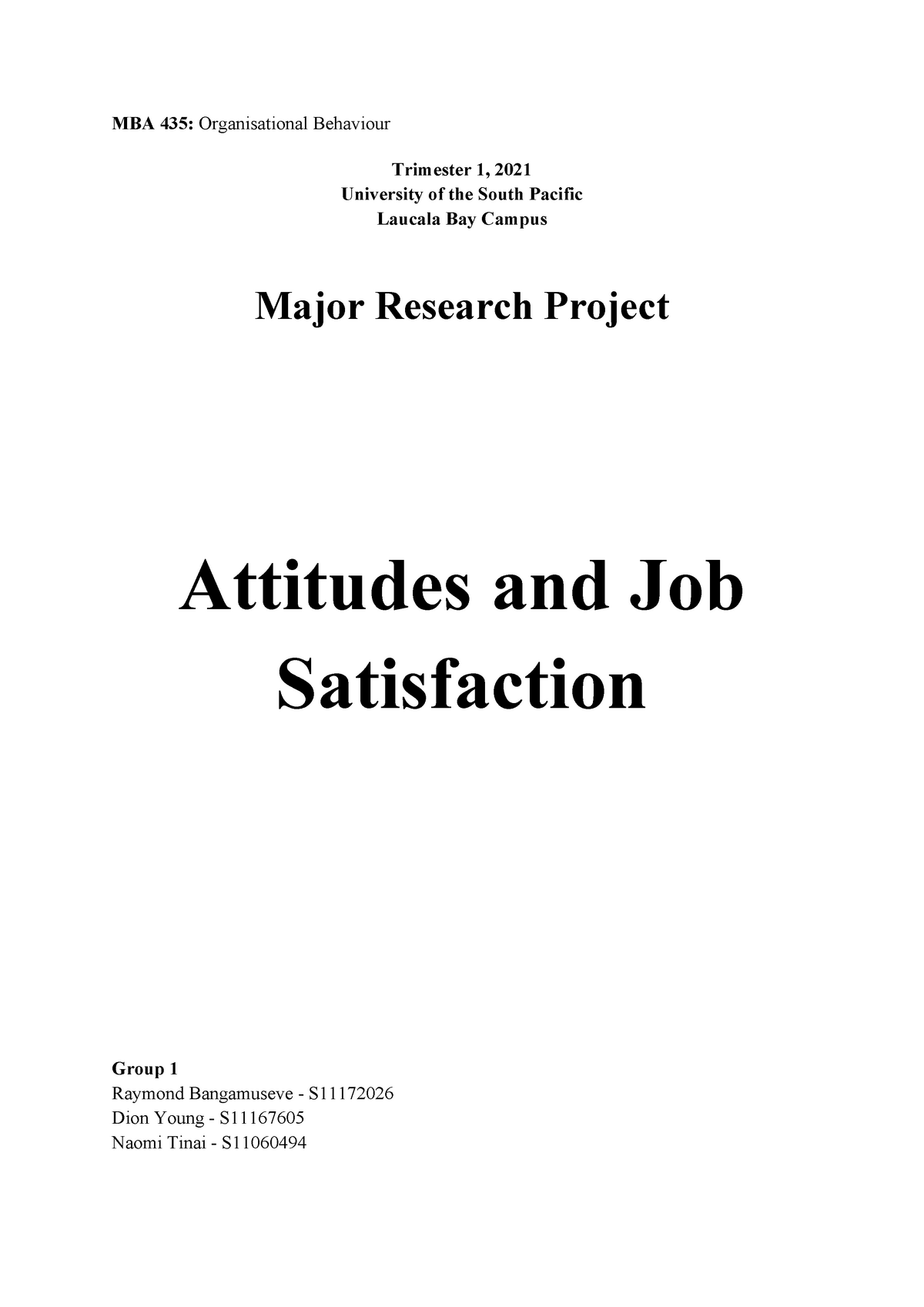 attitude and job satisfaction essay