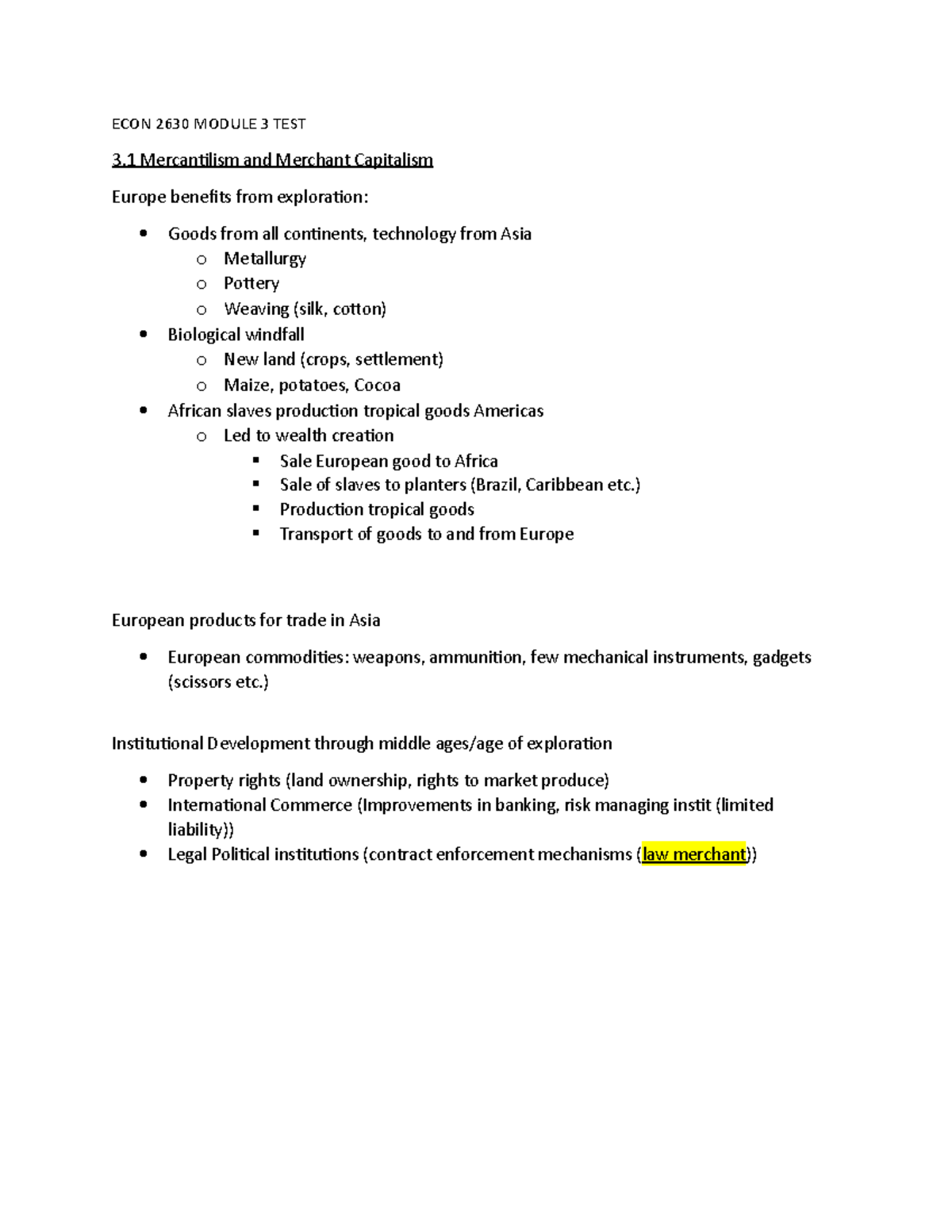 ECON 2630 Module 3 TEST - Econ 2630 Test 3 John Serieux - ECON 2630 ...