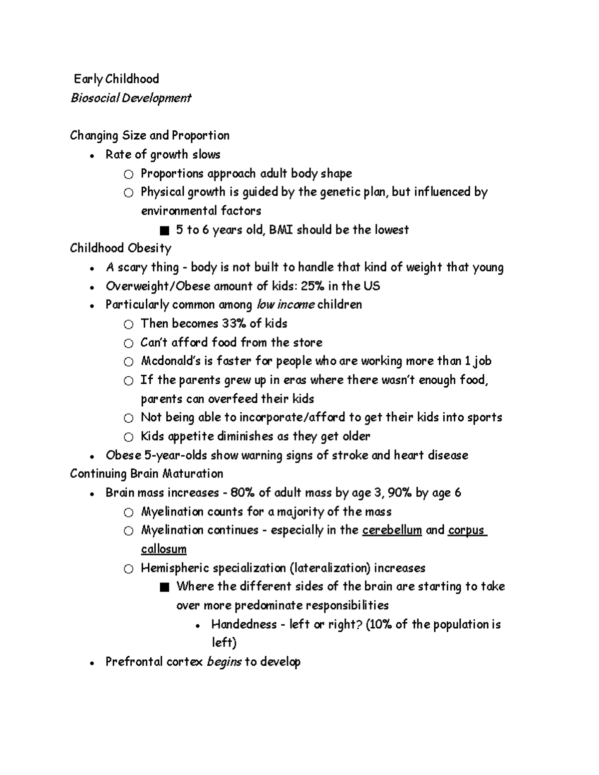 Biosocial Development (early Childhood) - Early Childhood Biosocial ...