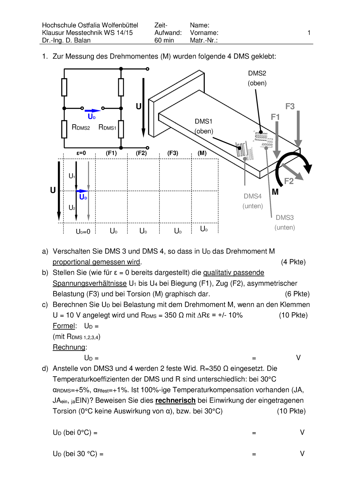 Klausur Messtechnik Ws Hochschule Ostfalia Wolfenb Ttel Klausur Messtechnik Ws Dr