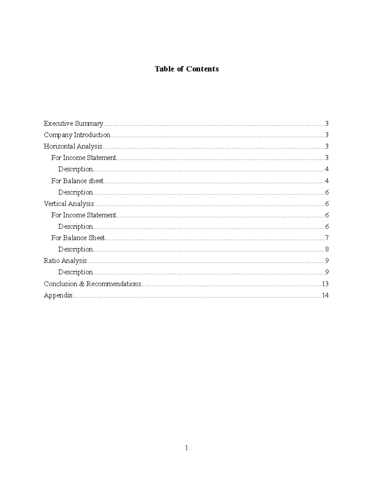 Finance Final Assignment - Table of Contents Executive - Studocu