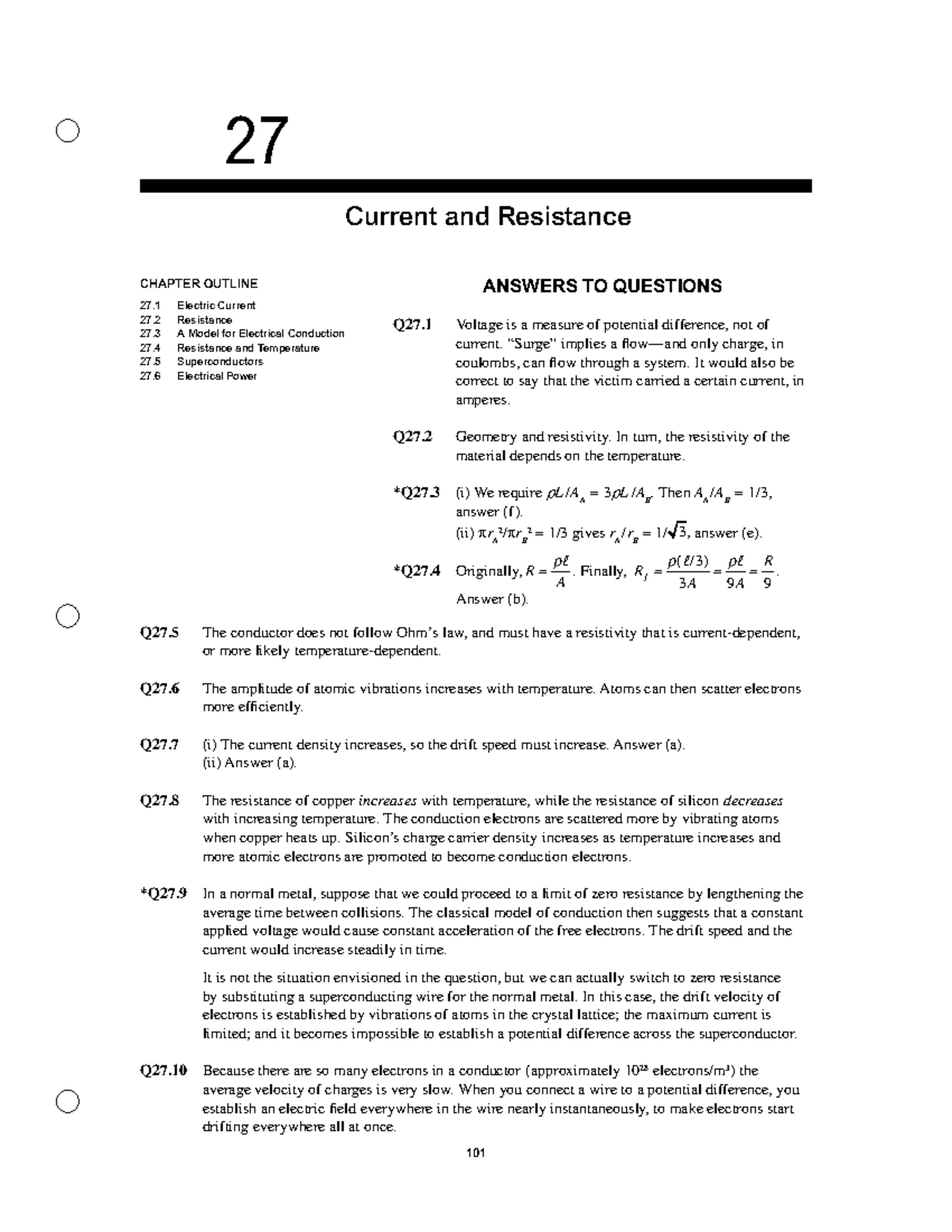 SM chapter 27 - ejercicios - 27 Current and Resistance CHAPTER OUTLINE ...