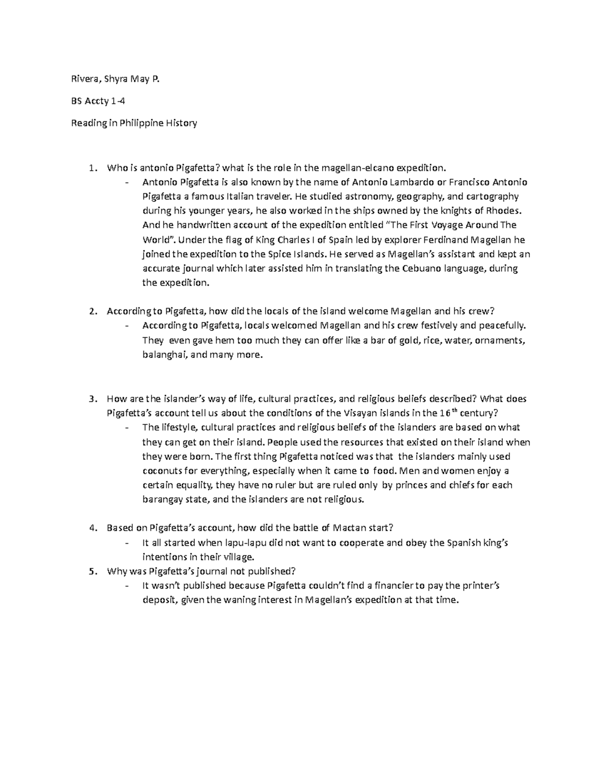 Reading in philippine history rivera shyra may p bs accty 1