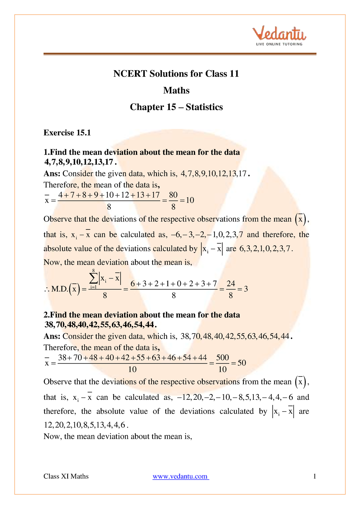 case study questions class 11 maths statistics