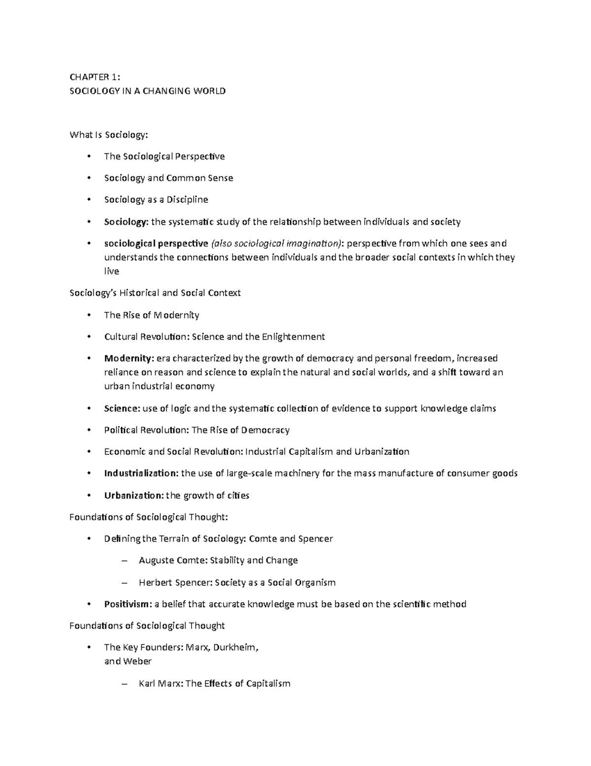 Chapter 1 Sociology IN A Changing World - CHAPTER 1: SOCIOLOGY IN A ...
