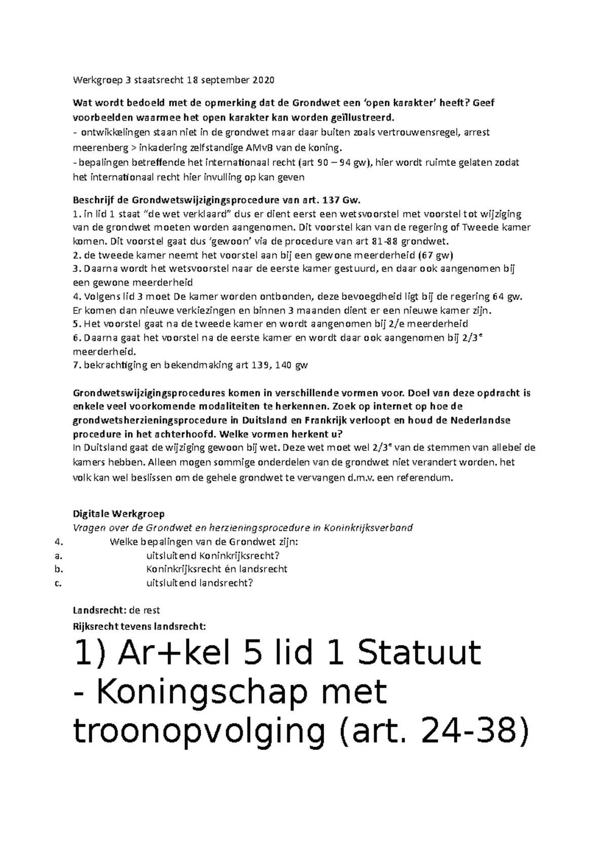 Werkgroep 3 Staatsrecht - Werkgroep 3 Staatsrecht 18 September 2020 Wat ...