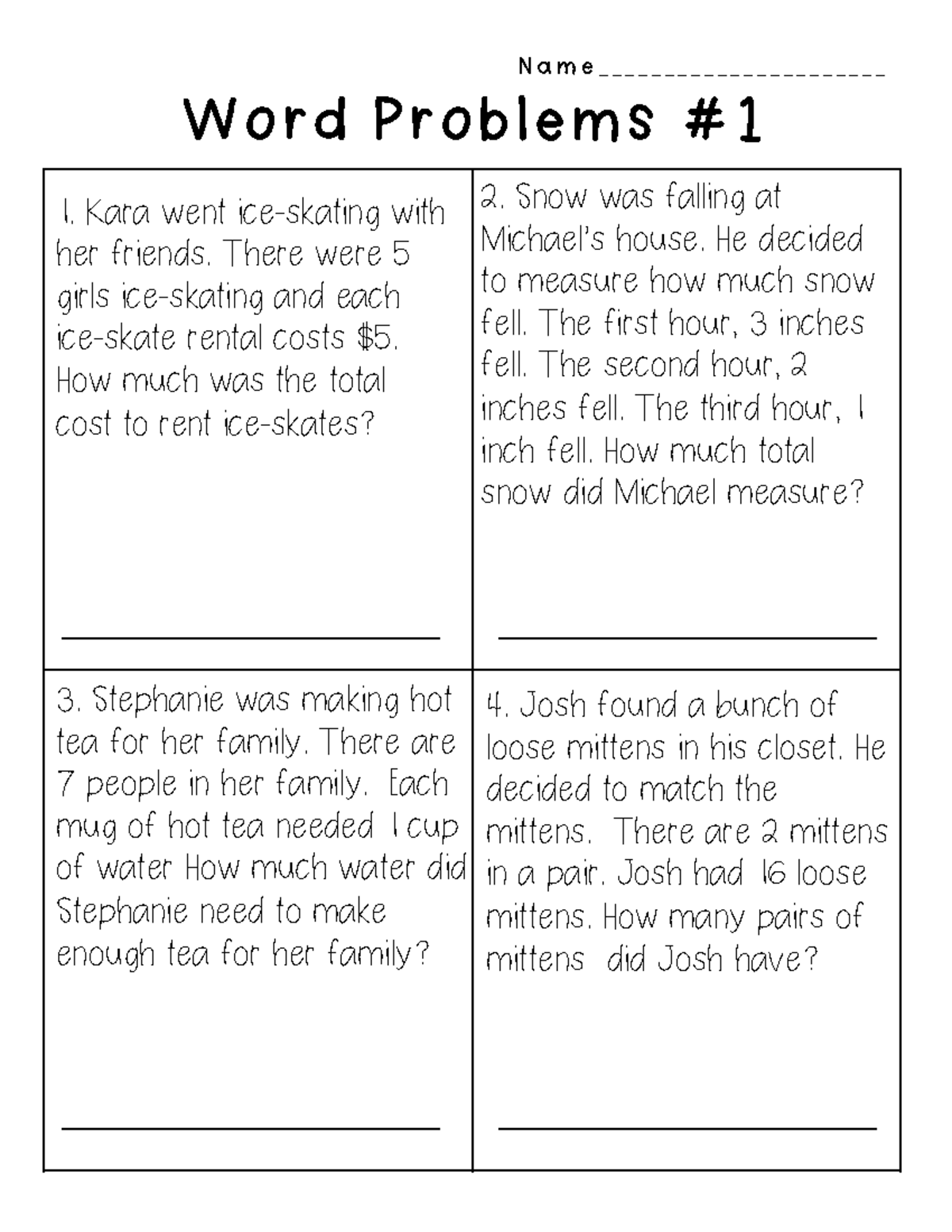 Word Problems Printand Go Worksheets-1 - Word Problems 1. Kara went ice ...