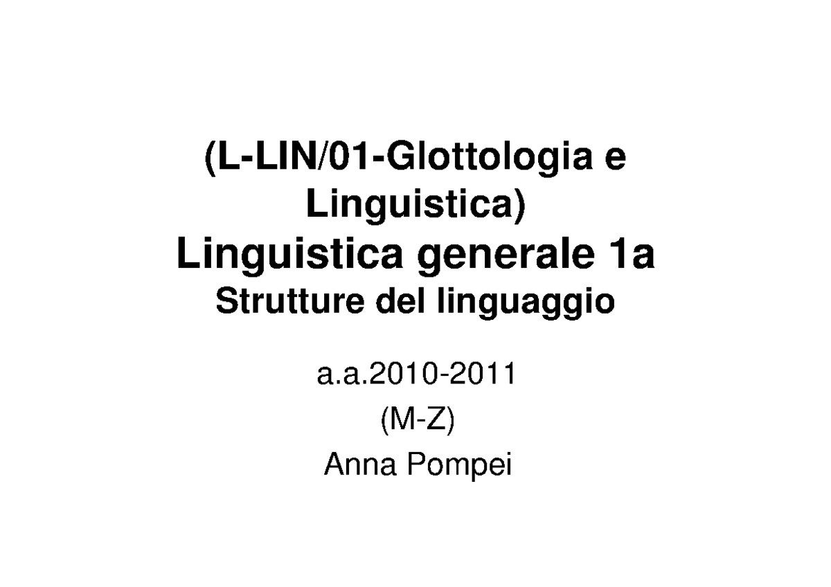 Linguistica Generale Unimi It