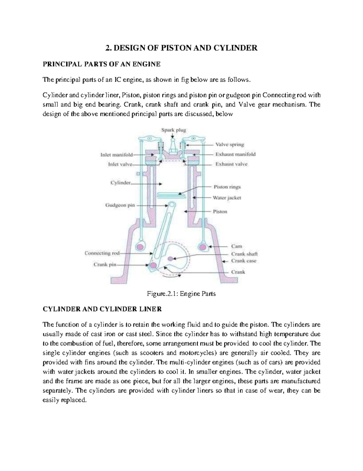 Design OF Piston AND Cylinder Notes 2. DESIGN OF PISTON AND CYLINDER