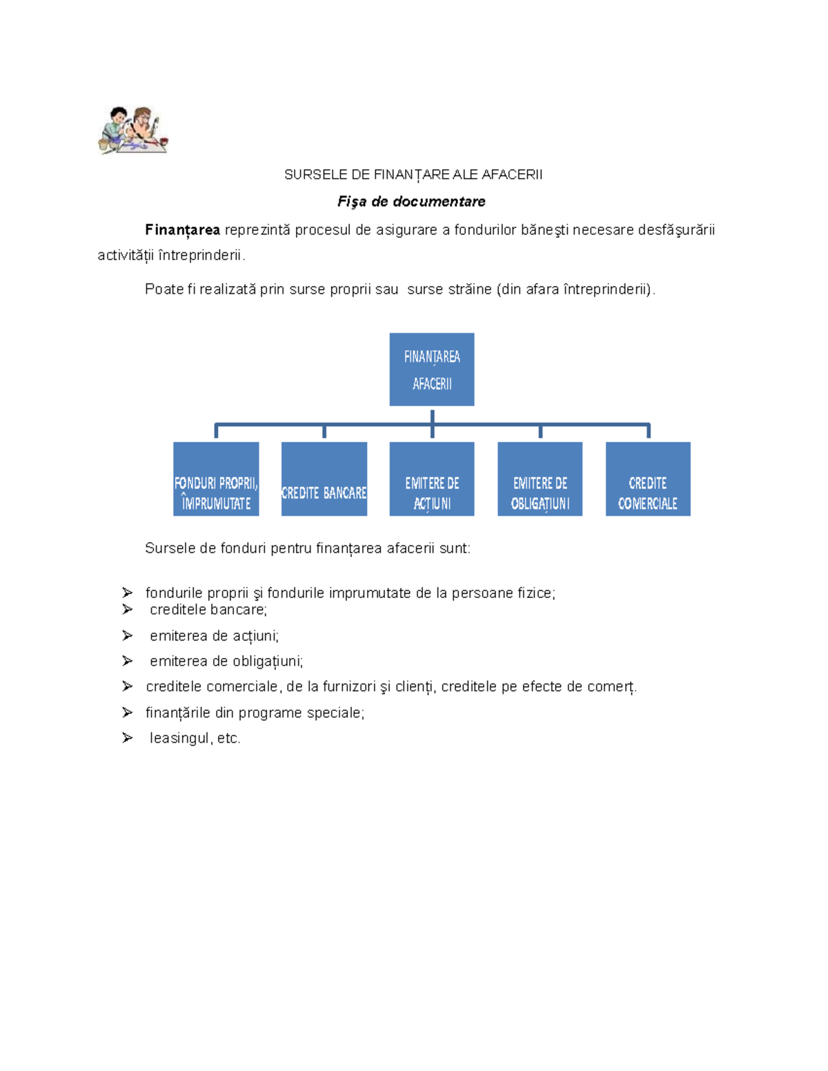 Sursele de finantare interne-fisa doc - SURSELE DE FINANȚARE ALE ...