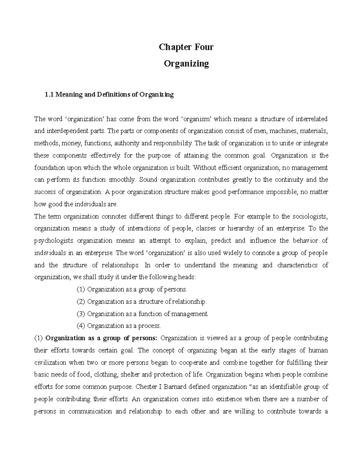 Chapter 4 - Lecture - Chapter Four Organizing 1 Meaning And Definitions ...