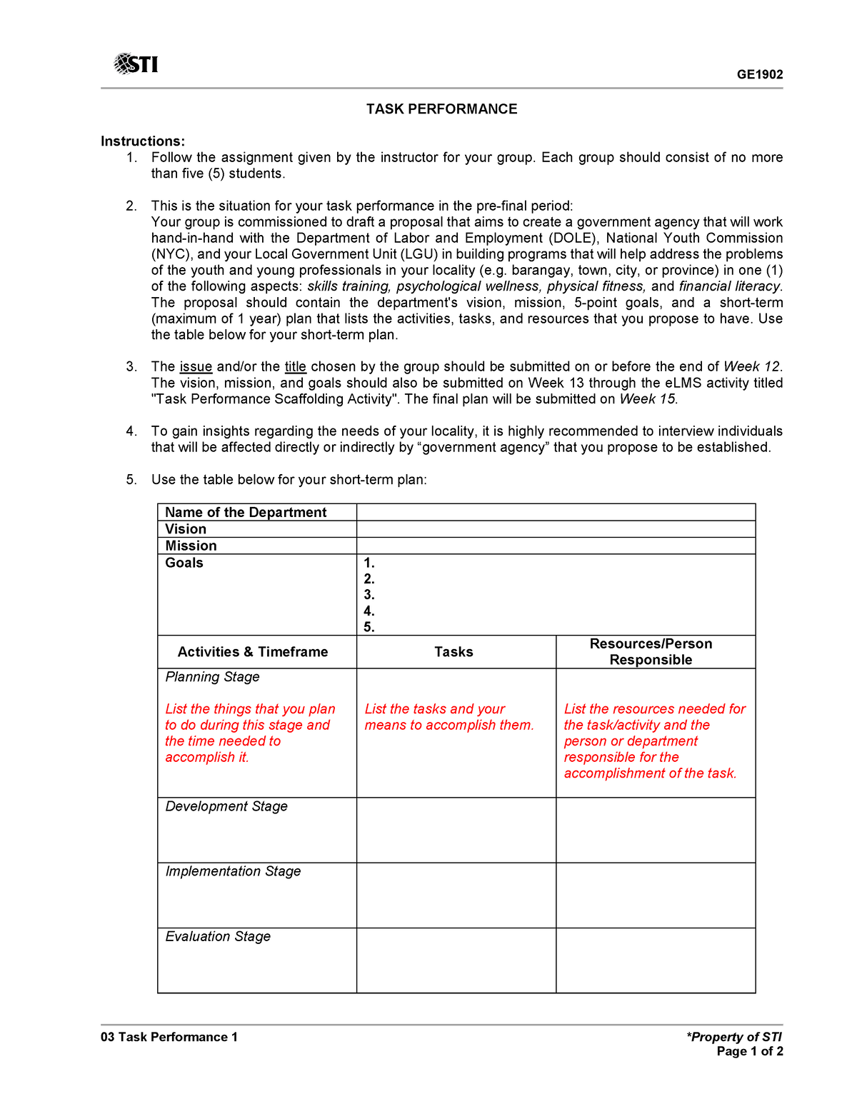 03 Task Performance 1 - Task Perf In Euthenic 2 Finals - GE 03 Task ...