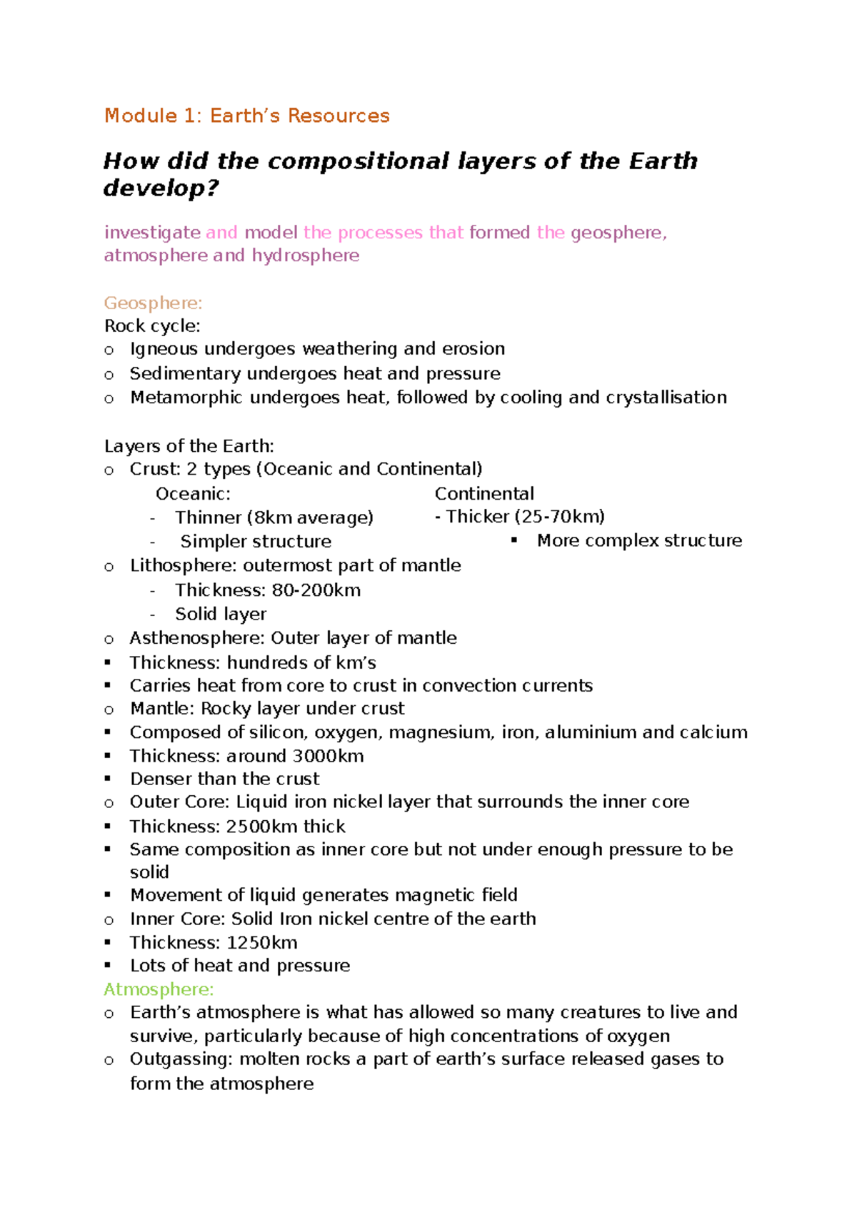 Module 1 Earth's Resources - Module 1: Earth’s Resources How Did The Compositional Layers Of The ...