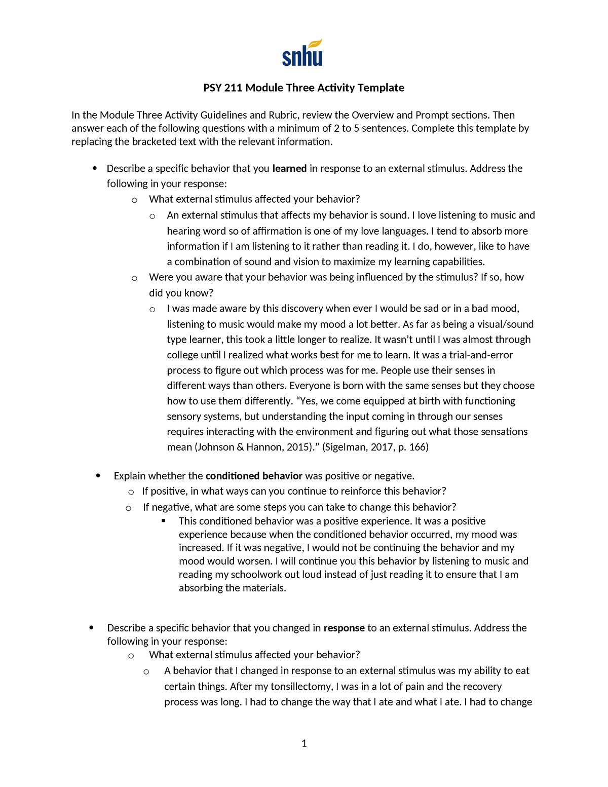 PSY 211 Module Three Activity - Then Answer Each Of The Following ...