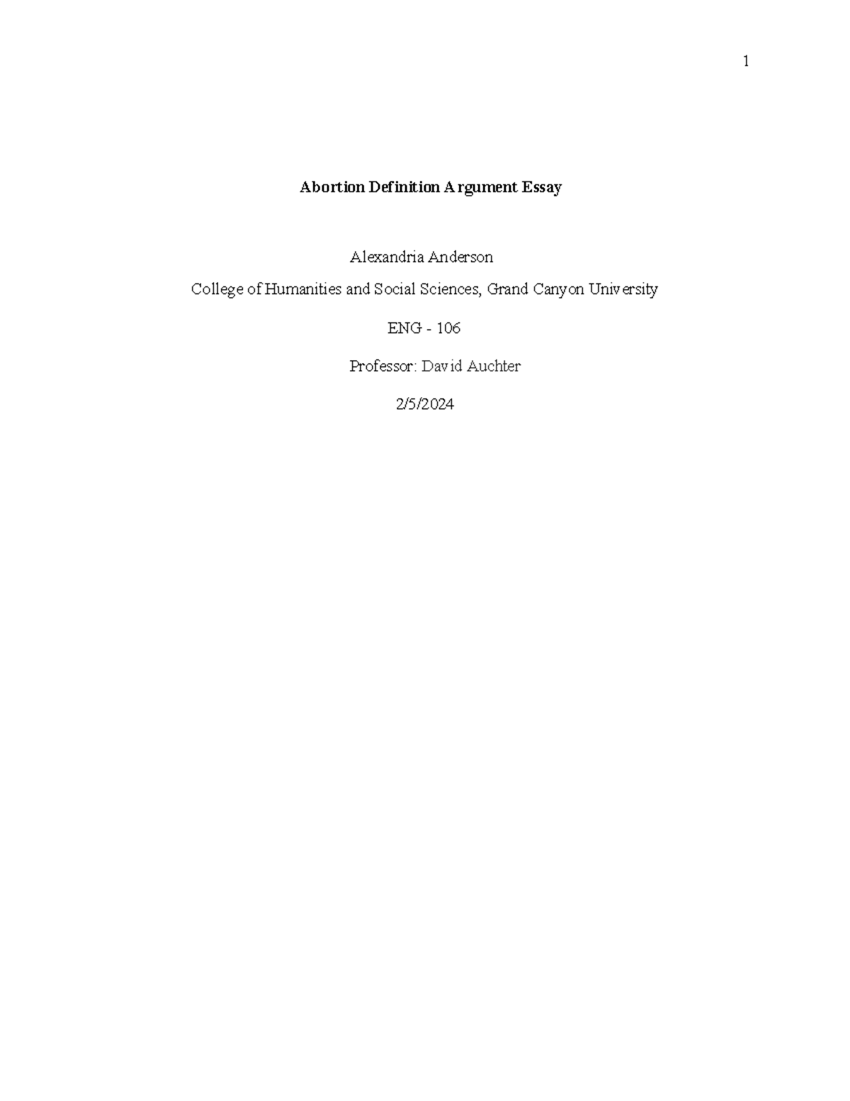 Abortion essay - Abortion Definition Argument Essay Alexandria Anderson ...
