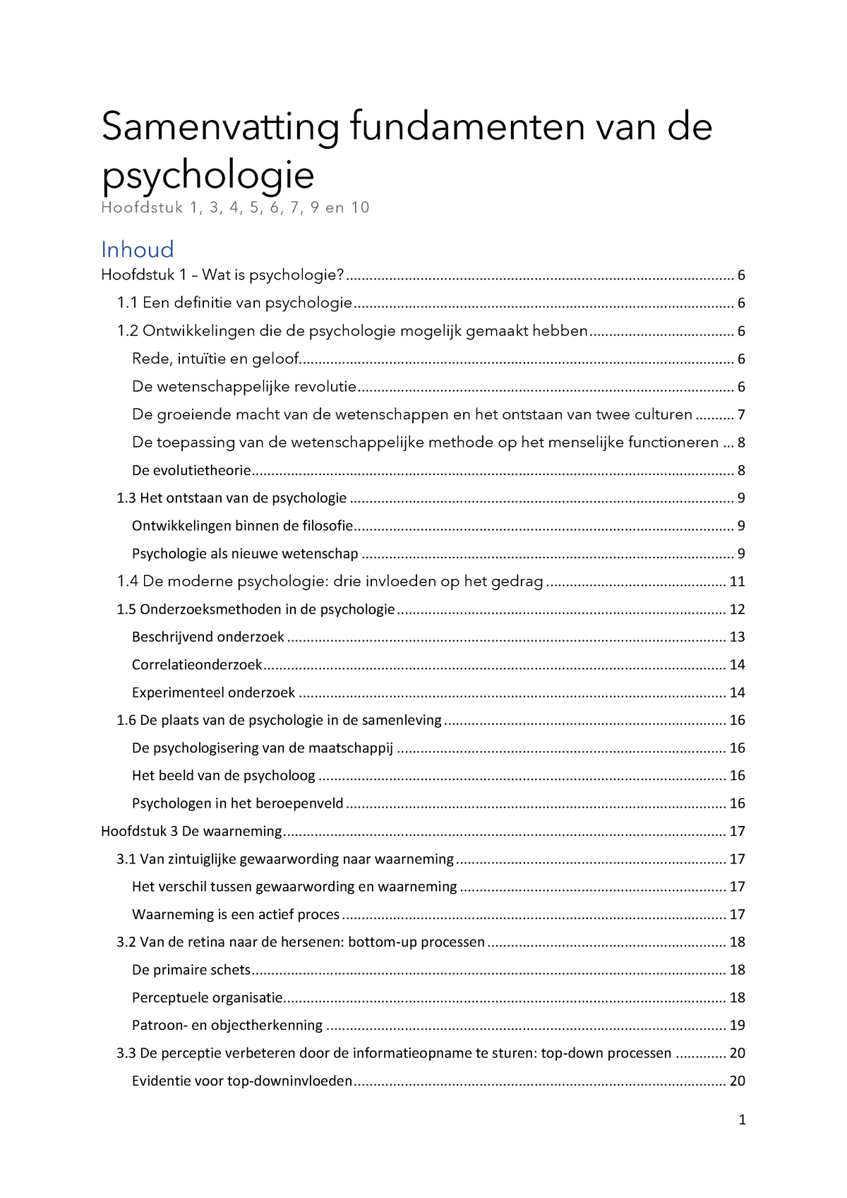 Samenvatting Fundamenten Van De Psychologie - Samenvatting Fundamenten ...