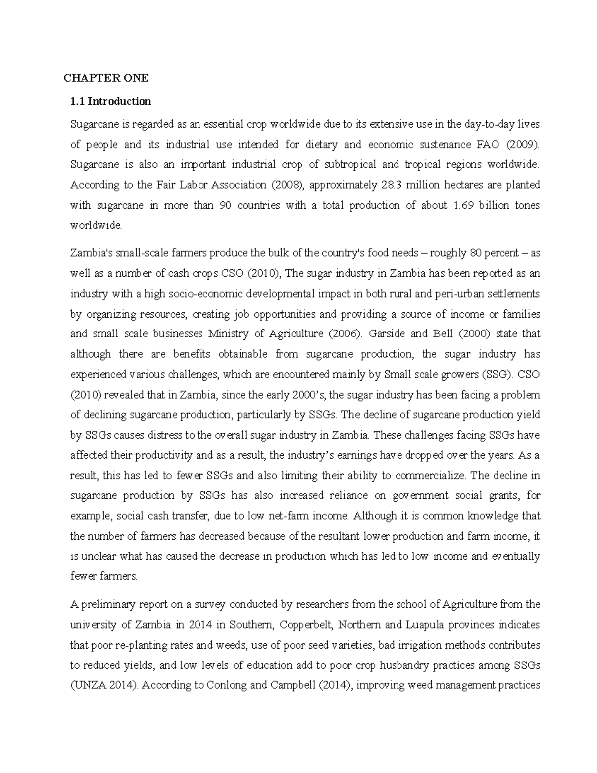 Chapter ONE DONE - agric - CHAPTER ONE 1 Introduction Sugarcane is ...
