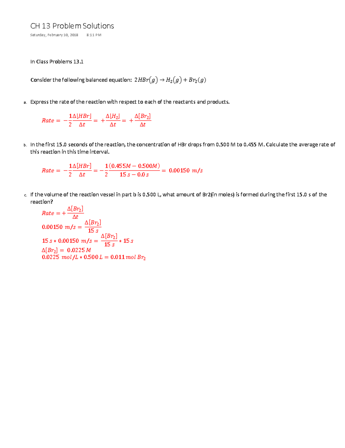 Chem 1212 Ch 13 Problem Solutions Warning Tt Undefined Function