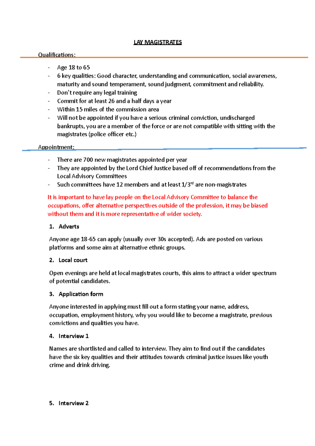 Lay Magistrates Summary LAY MAGISTRATES Qualifications Age 18 To 65 