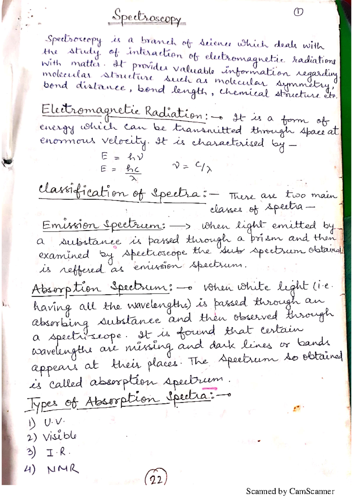 Spectroscopy Notes - nooooooo - Bachelor's of computer Applications ...