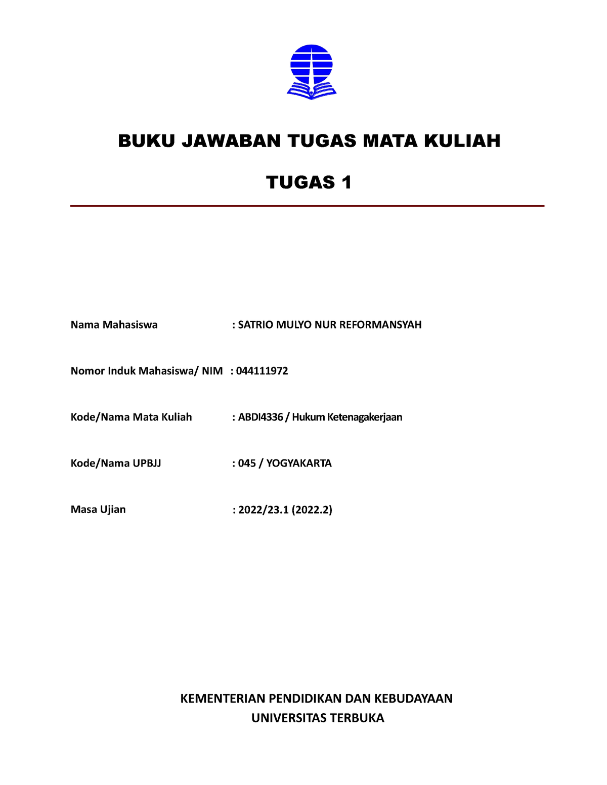 Bjt Umum Tmk1 - BJU TMK - BUKU JAWABAN TUGAS MATA KULIAH TUGAS 1 Nama ...