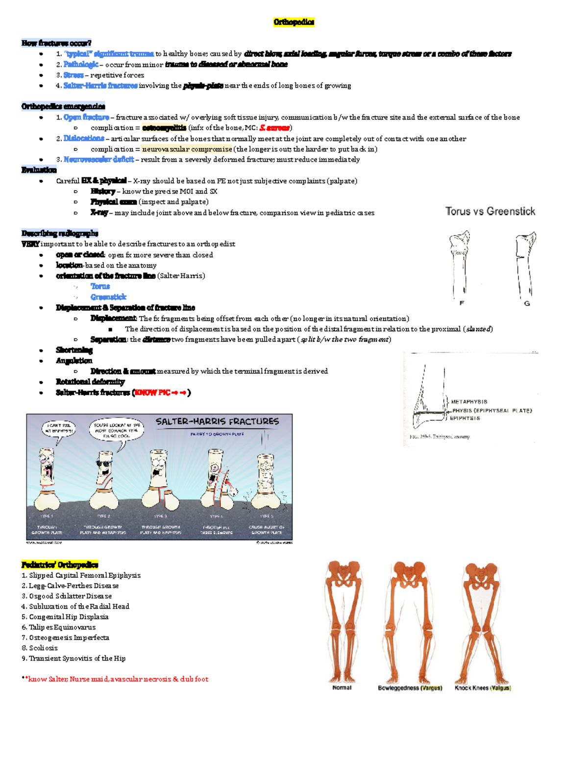 Pediatric Exam Review - Orthopedics How Fractures Occur? 1. “typical ...