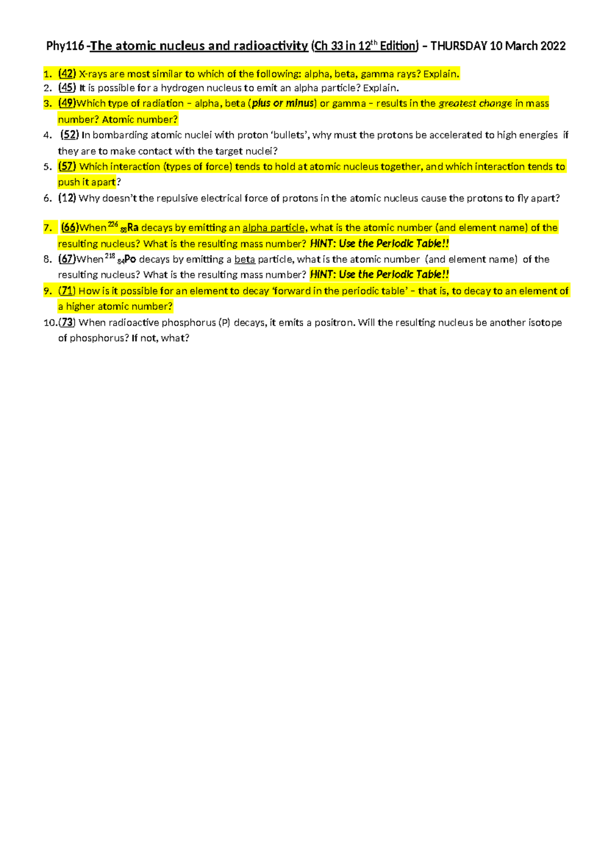 Chapter 33 The+atomic+nucleus+and+radioactivity Thursday+10+March+2022 ...