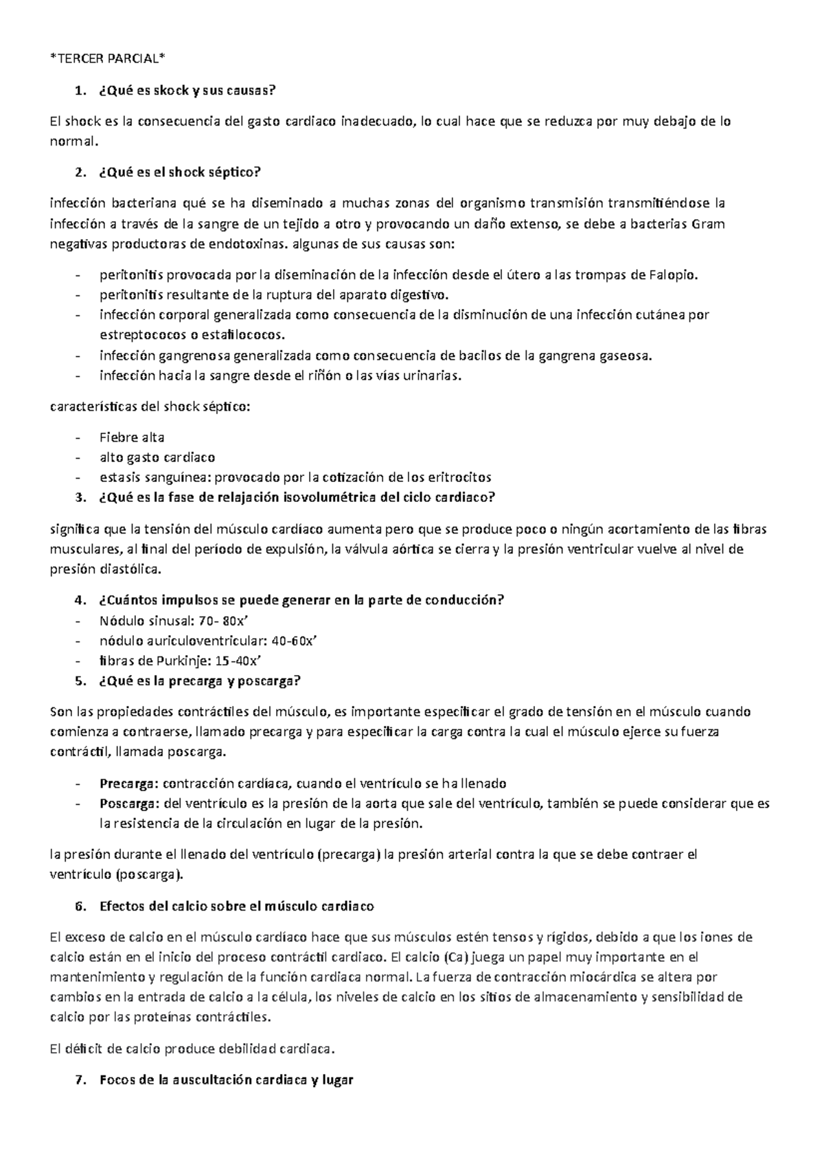Preguntas Fisiología examen - TERCER PARCIAL ¿Qué es skock y sus causas ...