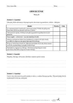 Klucz-b-pdf - Sprawdzian Oświecenie - Materiały Do Serii „Sztuka Wyrazu ...